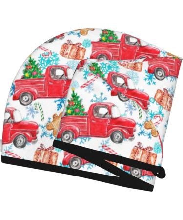 Watercolor Red Truck Microfiber Hair Towel - Soft Super Absorbent Coral Velvet Quick Dry Wrap for All Hair Types - Buy Online on GoSupps.com