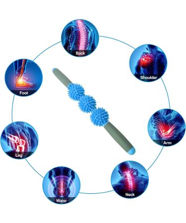LmiTln Fascia Muscle Roller - Neck and Back Massager for Cellulite, Sore Muscles - Deep Tissue Massage Stick for Muscle Soreness, Skin Firmness - Blue - Buy Online on GoSupps.com