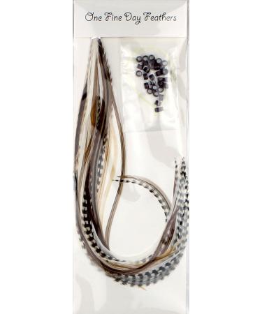 25 Real Feather Hair Extensions | Short Skinny 7-9 inch | Mixed Naturals with Rings/Loop - One Fine Day Feathers - Buy Online on GoSupps.com