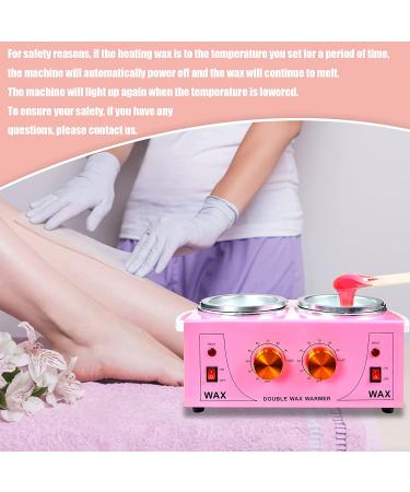 Professional Double Wax Warmer Machine for Hair Removal | Electric Wax Heater for Paraffin Spa | 100 Waxing Cloth & 50 Wooden Sticks | Pink - Buy Online on GoSupps.com