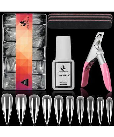 Magic Armor 504 Stiletto Nail tips Artificial nails with nail glue to press on nail stiletto nails 10 sizes Full cover nail tips nail files nail clipper for home diy nagelstudi