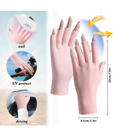Plliocse 2 Pairs UV Gloves for Gel Nails UV Glove Gel Manicures Glove UPF50+ UV Nail Protection Gloves Fingerless UV Gloves for Gel Nails Protect Hands from UV Harm (Pink) - Buy Online on GoSupps.com