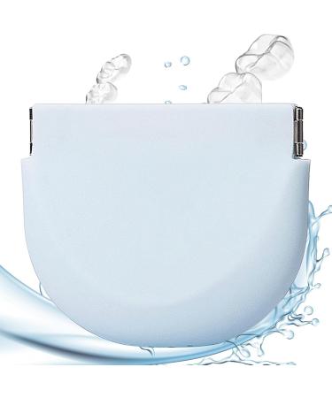 Portable Silicone Case for Artificial Teeth - Slim Food-Quality Retainer Cleaning Container - Night Protection Travel Case - Light Blue - Buy Online on GoSupps.com