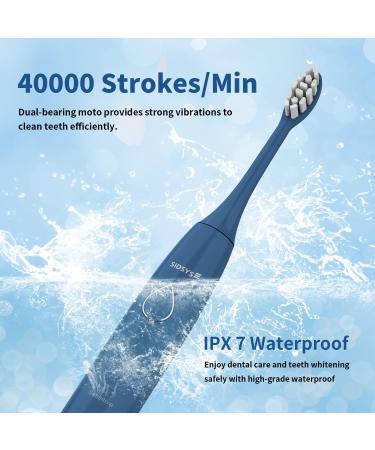 SIDSYS Electric Toothbrush | Ultrasonic Whitening Toothbrush with 15 Modes & Timer | Wireless Charging | IPX7 Waterproof | Blue - Buy Online on GoSupps.com