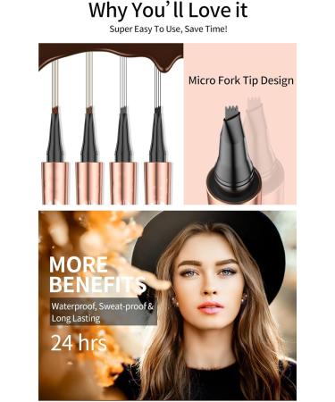 Eyebrow Pencil 4 Tip Eyebrow Pen Smudge-Proof Brow Pen Waterproof Eyebrow Pencil Long-Lasting Natural Eye Brow Pencils for Women (Grey) - Buy Online on GoSupps.com