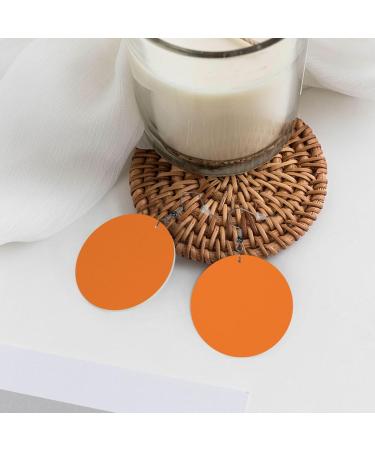 Buy Scottish Printed Leather Earrings - Lightweight Round Dangle Design for Women - Unique Gift in Burnt Orange - Buy Online on GoSupps.com