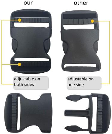 EesTeck 2 Set 1.5 Inch Flat Dual Adjustable Plastic Quick Side Release Plastic Buckles and Tri-glide Slides for Luggage Straps Pet Collar Backpack Repairing (Black  Fit For 1.5/38mm Webbing Straps) 1.5"-2 Pack - Buy Online on GoSupps.com