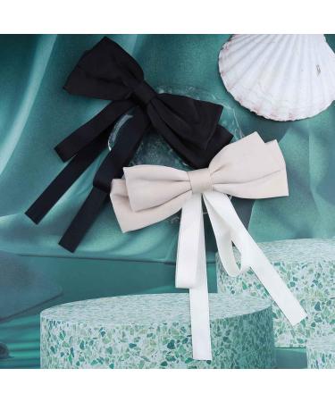 Inilbran Vintage Silk Bow Hair Clips Black Bowknot Hair Barrettes French Silk Hair Clip Barrette Retro Bow Hair Accessories French Bowknot Clip Headpiece for Women and Girls Headdress - Buy Online on GoSupps.com