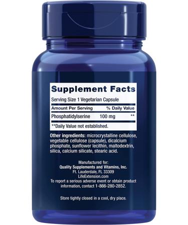 Life Extension PS Caps 100 mg - 100 Vegetarian Capsules for Cognitive Support - Buy Online on GoSupps.com