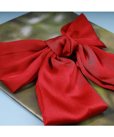 Andelaisi Vintage Red Satin Bow Hair Clip Barrette - Retro Bowknot Accessory for Women and Girls - Buy Online on GoSupps.com