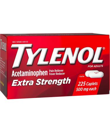 Tylenol Extra Strength Caplets 500mg - 225 Count | Acetaminophen Pain & Fever Relief - Buy Online on GoSupps.com