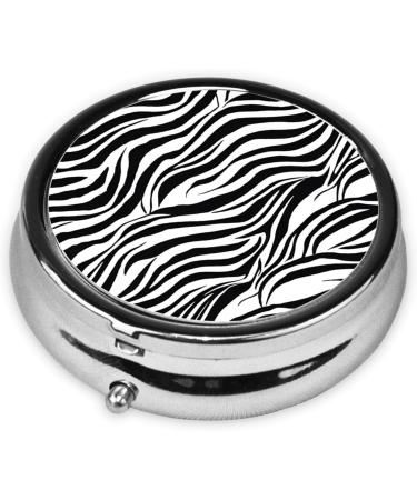 Zebra Print Mini Round Pill Box - 3 Compartment Travel Pill Organizer for Home & Office - Buy Online on GoSupps.com