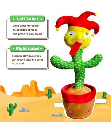 Dancing Cactus Toy - Interactive Plush Singing Cactus Repeats & Dances - USB Rechargeable - Fun Christmas Decor Piece - Buy Online on GoSupps.com