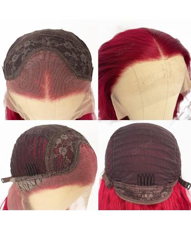 QD-Tizer Burgundy Red Lace Front Wig - Long Wavy Heat Resistant Synthetic Hair for Women - Buy Online on GoSupps.com