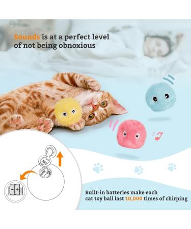 Namsan Cat Ball Interactive Toys - 3 Plush Chirping Balls for Cats | Yellow Blue & Pink - Perfect for Playtime & Engagement - Buy Online on GoSupps.com