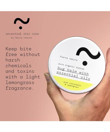 Bug Balm with Essential Oils Natural Tallow Balm with Citronella Vitamin-Rich Body and Hand Balm Men and Women Nourishing Bug Body Balm Light Lemongrass Scent 100g - Fierce Nature - Buy Online on GoSupps.com