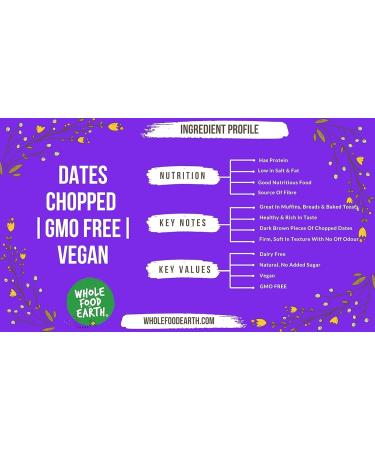  Wholefood Earth Wholefood Earth Chopped Dates - Non GMO - Vegan - Dairy Free - No Added Sugar 2kg - Buy Online on GoSupps.com