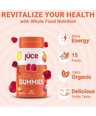 Juce Fruit Gummies with Peach Flavor - Superfood Gummies Delights for Optimal Health By Terra Kai Organics Peach 60 Count (Pack of 1) - Buy Online on GoSupps.com