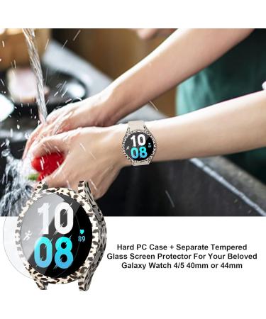 Samsung Galaxy Watch 5/4 40mm Screen Protector Case + Tempered Glass Film Set - 6 Pack Hard PC Cover + 8 Pack Protective Bumper Shell - Black, Silver, Pink, Clear, Rose Gold, Leopard - Buy Online on GoSupps.com