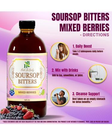 Herb To Body Soursop Bitter Liquid with Mixed Berries 16 oz Herbal Drink & Herbal Drink made with Wildcrafted Soursop Leaves - Buy Online on GoSupps.com