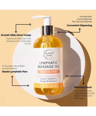 Lymphatic Massage Oil | 100% Natural Drainage Oil with Arnica Lemon & Ginger | Premium Quality for Post Surgery Recovery | 8oz by Brookethorne Naturals - Buy Online on GoSupps.com