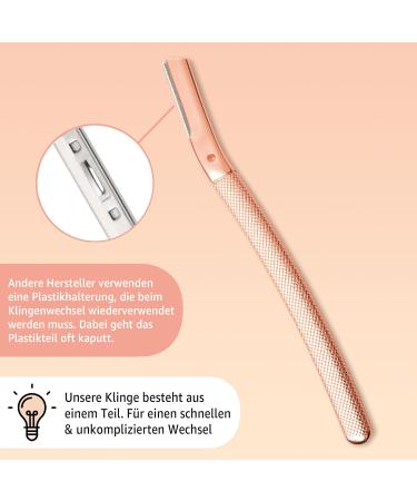Anymale Eyebrow Razor with 5 Blades - Rose Gold Facial Hair Remover for Women - Perfect for Fluff Hair & Blade Protection - Buy Online on GoSupps.com