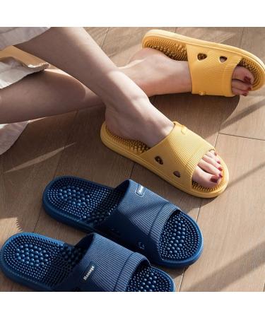 HONYUN Acupressure Foot Massage Slippers - Relief for Neuropathy, Arthritis, Plantar Fasciitis - Men/Women Indoor Non-Slip Sandals - Blue, Size 9-9.5 - Buy Online on GoSupps.com