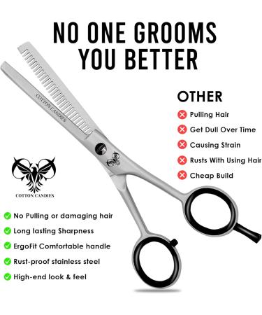 Cotton Candies Professional Hairdressing Teeth Scissors Stainless Steel for Barbers Hair Cutting Salon Children Men & Women (Thinning Shears 6") Traditional 6" - Buy Online on GoSupps.com