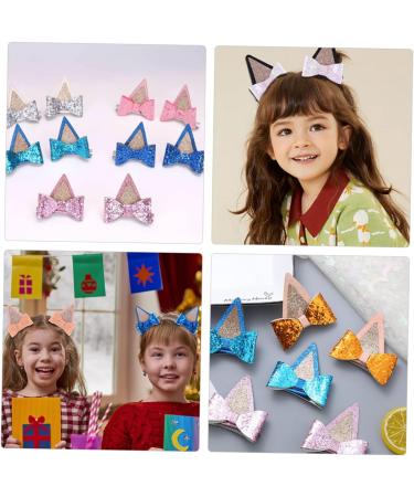ifundom 6 Pairs hair clips cat ears hairpin barrettes for girls bobby pin for thick hair girls hair barrette hair bows clips girls barrette Princess Miss hair accessories fabric - Buy Online on GoSupps.com