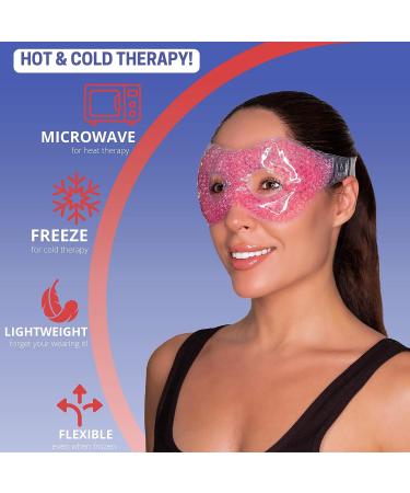 Ergo Gel Bead Eye Therapy Mask - Hot Cold Compress for Puffy Eyes, Headaches, Sinus - Reusable Cooling Face Mask for Dry Eyes and Dark Circles (Pink) - Buy Online on GoSupps.com