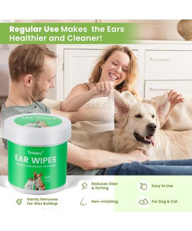 Tinioey Dog Ear Wipes (150 Pads) | Plant-Based Solution for Ear Cleaning, Ear Wax Removal, Itch Relief, and Inflammation in Dogs and Cats - Buy Online on GoSupps.com