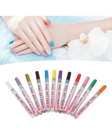 12 Colors Nail Art Pens Set Quick Dry Portable Long Lasting Nail Painting Drawing Pens for Details Lines - Buy Online on GoSupps.com