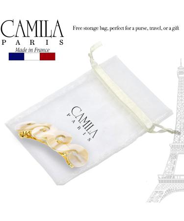 Camila Paris CP3169 Handmade French Hair Barrette Clip - White/Gold, Strong Hold Grip for Women/Girls, No Slip/Durable Styling Accessory - Made in France - Buy Online on GoSupps.com