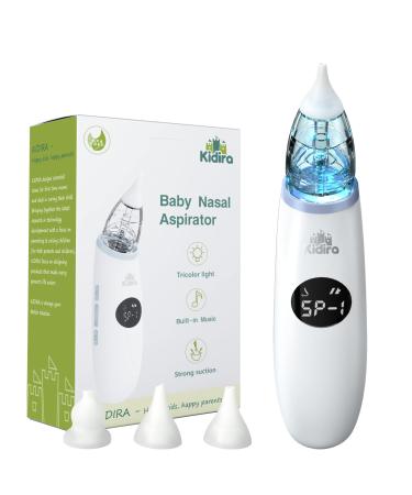 Nasal Aspirator for Baby, KIDIRA Electric Nose Suction for Baby with 3-Type Silicone Tips, Baby Nasal Aspirator with 3 Suction Level, Infant Nasal Aspirator with Music & Light Function