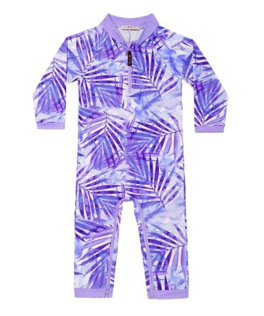 weVSwe Baby Toddler Boy Swimsuit UPF 50+ Sun Protection Rash Guard Swimwear with Crotch Zipper 0-3 Years 2 Years Purple Leaves