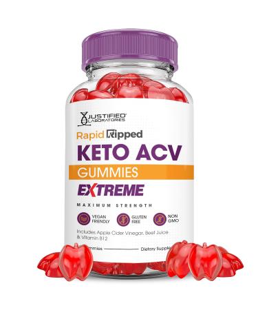 Rapid Ripped Keto ACV Gummies Extreme 2000MG Rapidripped Keto Gummies Apple Cider Vinegar Formulated with Pomegranate Beet Juice Powder B12 Vegan Non GMO 60 Gummys 60 Count (Pack of 1)