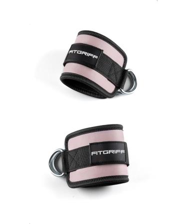 Fitgriff Foot Straps V1 (Padded) - Ankle Straps for Fitness Training - Blush Pink (2 Pieces) | International Shipping - Buy Online on GoSupps.com