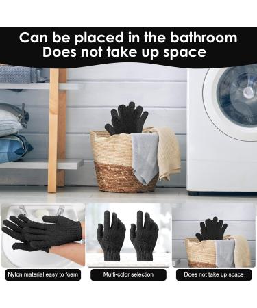 Sibba Bath Gloves - Natural Loofah Exfoliating Wash Gloves for Body and Face - Dead Skin Remover - Double Sided Microfibre - Black - Buy Online on GoSupps.com