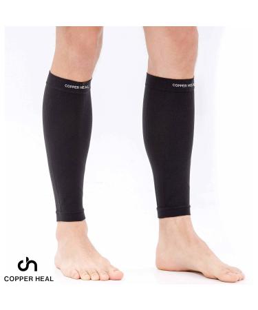 COPPER HEAL Calf Compression Sleeves - 1 Pair for Muscle Strains | International Shipping Available - Buy Online on GoSupps.com