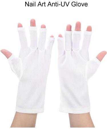TITA-DONG Professional Manicure Gloves Stretchy Fingerless Fiber Cotton Nail Lamp Gloves for Home Salon Non Slip UV Protection Driving Gloves Summer Outdoor Gloves for Women and Girls(White) - Buy Online on GoSupps.com