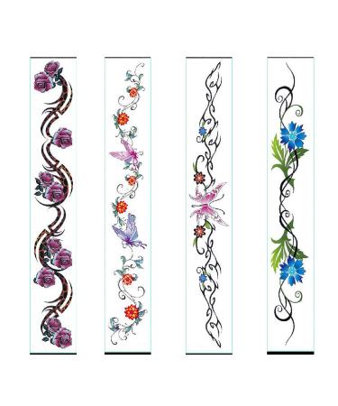 New Belt Belly Button Tattoo Stickers  4Pcs Temporary Tattoos  Waterproof Tattoo Stickers for Women Girls Teens Butterfly Flower Design