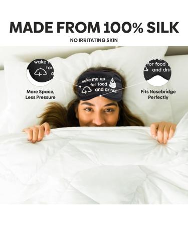 Black Do Not Disturb Double-Sided Silk Sleep Mask | Light Blocking Eye Mask for Travel | Soft & Breathable Sleep Mask for Men & Women with Elastic Strap - Buy Online on GoSupps.com