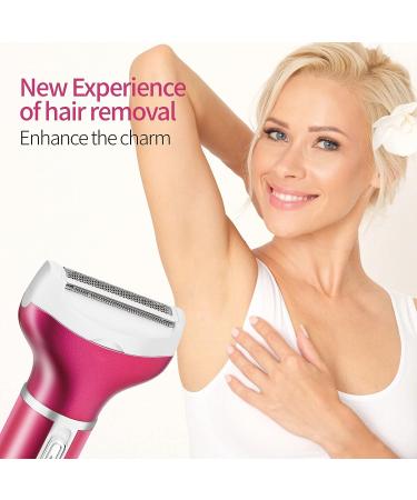 4 in 1 Women's Electric Bikini Razor - Rechargeable and Painless Shaver for Bikini Area, Nose, Armpit, Eyebrow, and Facial - Rose Red - Buy Online on GoSupps.com