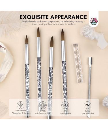 Saviland 4-Piece Acrylic Nail Brush Set with Holder & Cuticle Pusher - Nail Art Tools for Acrylic Powder, Extensions, and Carving | Home DIY and Salon Use - Buy Online on GoSupps.com