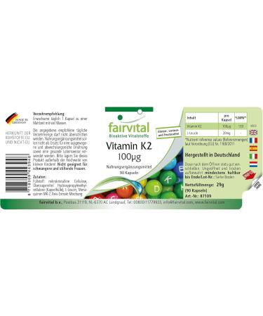 Vitamin K2 MK-7 100 g - High Dose Natural & Fermented Menaquinone - Vegan 270 Capsules | Fairvital - Buy Online on GoSupps.com