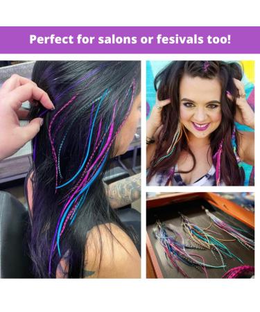 Real Rooster Feather Hair Extension Kit in Pink, Purple, Blue - Feather Lily B1 Mix - Buy Online on GoSupps.com