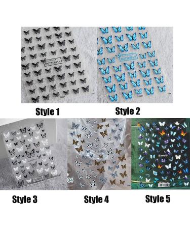 1 Sheet DIY Salon Multi Styles Nails Beauty 5D Nail Art Sticker Nail Art Decorations Self-adhesive Back Glue Butterfly-shape Nail Sticker(Style 03) - Buy Online on GoSupps.com
