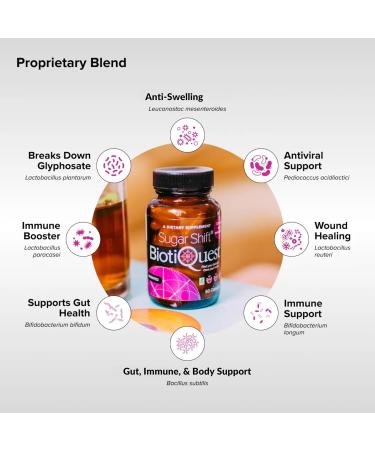 BiotiQuest Sugar Shift Probiotic | Helps Decrease Sugar & Carb Cravings and Supports Digestive Balance | 22 Billion CFU | Non-GMO Gluten-Free & Vegan | 60 Servings - Buy Online on GoSupps.com