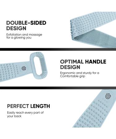 Extra Long Silicone Back Scrubber with Facial Cleansing Brush for Shower - Body and Face Exfoliator, Back Scratcher, Bath Accessories - Buy Online on GoSupps.com