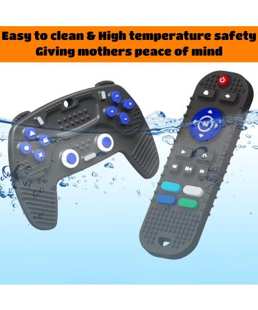 Tastlinder 2-Pack Baby Teether Toys - Silicone TV Remote & Gamepad Grip Style Chew Toy for Babies 3+ Months - Relieve Discomfort & Choking Hazard - Buy Online on GoSupps.com